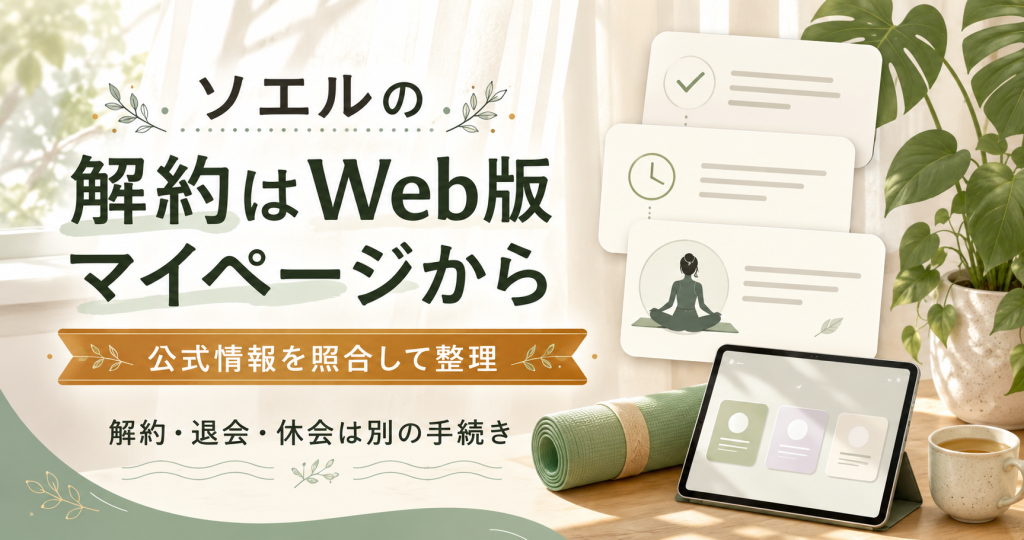 ソエルの解約手続きはWeb版マイページから進める流れを示した図解